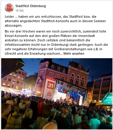 Stadtfest Oldenburg für 2021 abgesagt